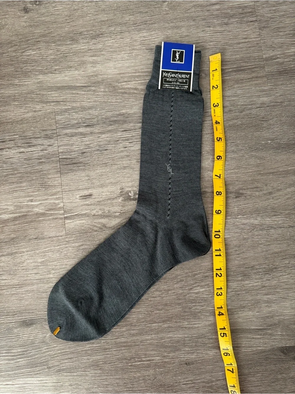 Vintage Yves Saint Laurent Grey Men’s Dress Sock in Original Sealed Box